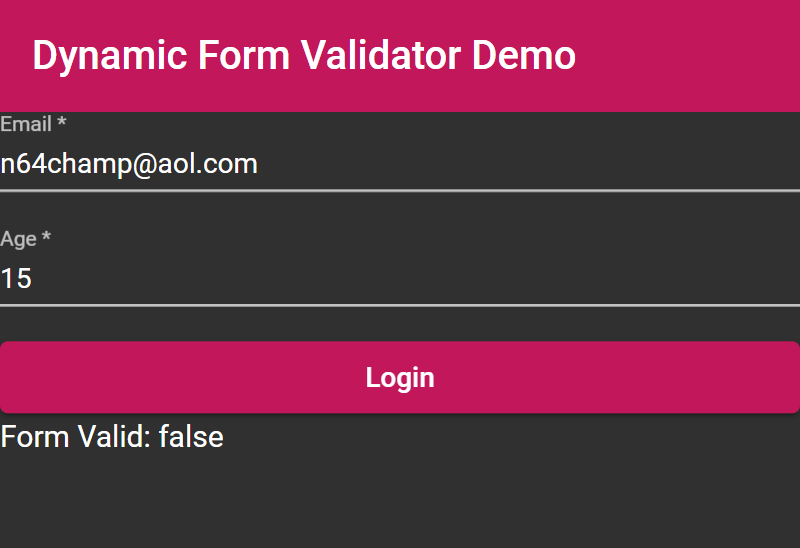 Logging in with a user under the age of 13