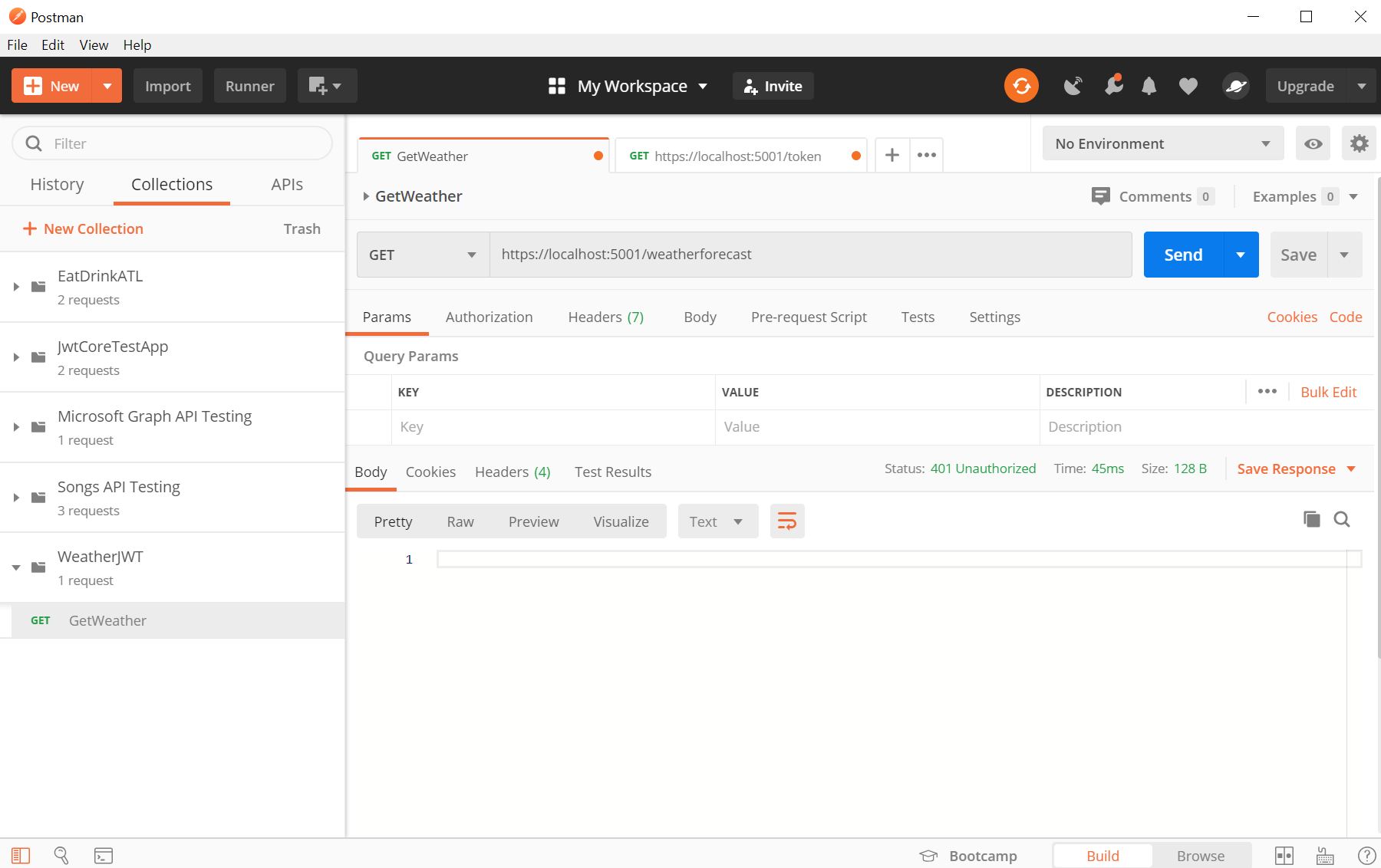 Unauthorized Response from WebAPI