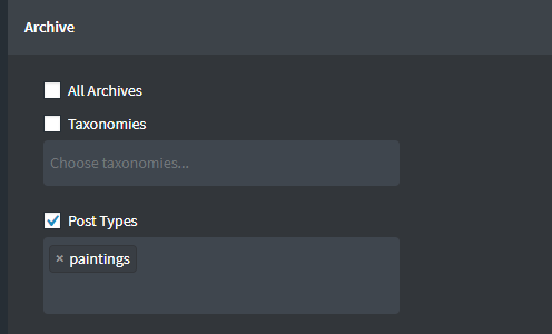 Oxygen Archive Settings